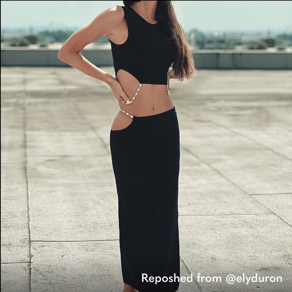✨2-Piece Set!: Rhinestone Top & Midi Skirt - Picture 5 of 14